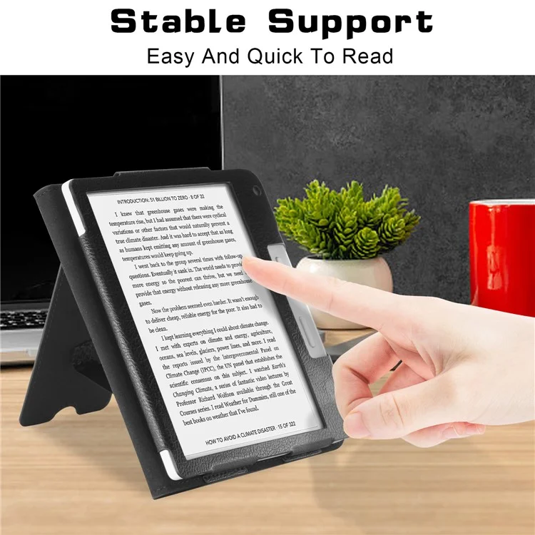 Para Kobo Libra 2 / Libra Colour Case PU Leather E-Reader Protective Cover Auto Sleep / Wake - Preto