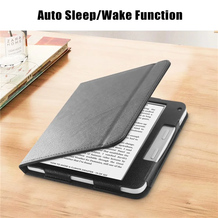 Para Kobo Libra 2 / Libra Colour Case PU Leather E-Reader Protective Cover Auto Sleep / Wake - Preto