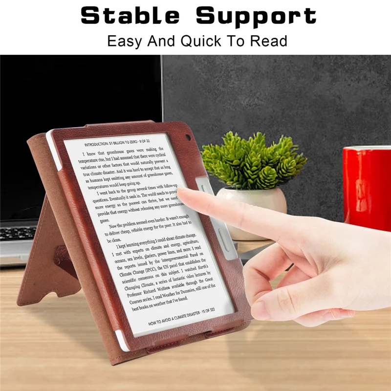 For Kobo Libra 2 / Libra Colour Case PU Leather E-Reader Protective Cover Auto Sleep / Wake - Brown
