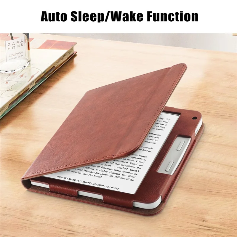 For Kobo Libra 2 / Libra Colour Case PU Leather E-Reader Protective Cover Auto Sleep / Wake - Brown