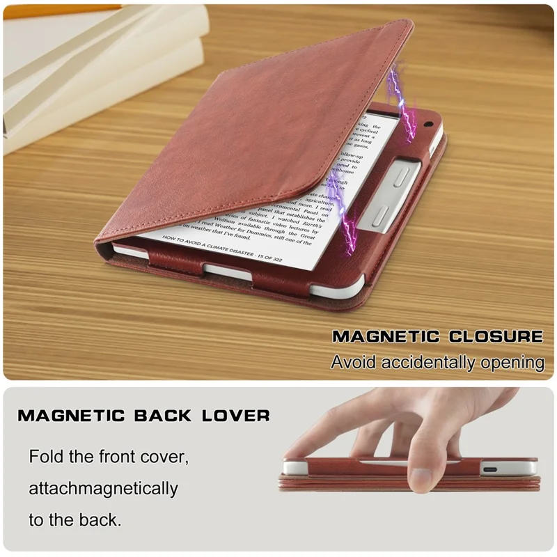 For Kobo Libra 2 / Libra Colour Case PU Leather E-Reader Protective Cover Auto Sleep / Wake - Brown