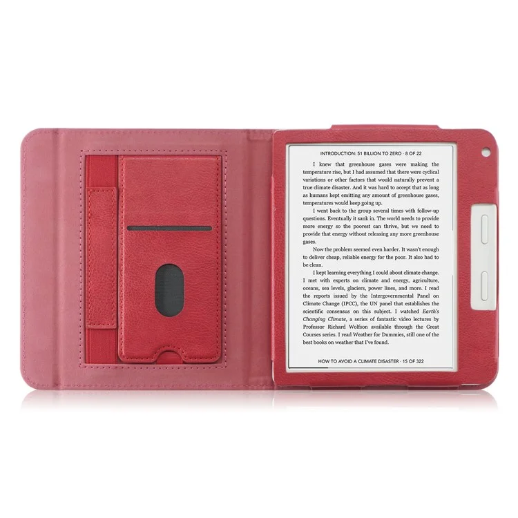 For Kobo Libra 2 / Libra Colour Case PU Leather E-Reader Protective Cover Auto Sleep / Wake - Red