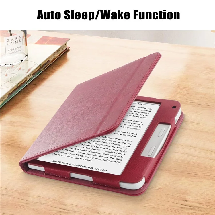 For Kobo Libra 2 / Libra Colour Case PU Leather E-Reader Protective Cover Auto Sleep / Wake - Red