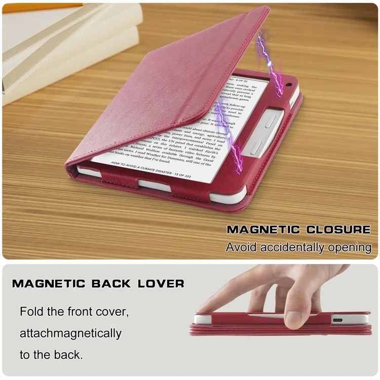 For Kobo Libra 2 / Libra Colour Case PU Leather E-Reader Protective Cover Auto Sleep / Wake - Red