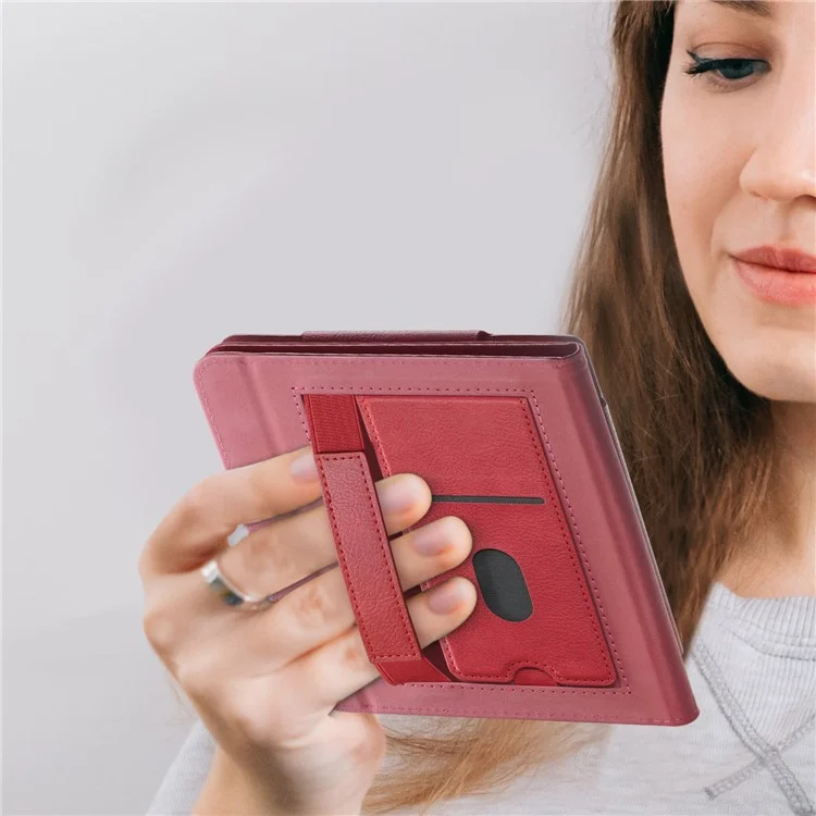 For Kobo Libra 2 / Libra Colour Case PU Leather E-Reader Protective Cover Auto Sleep / Wake - Red