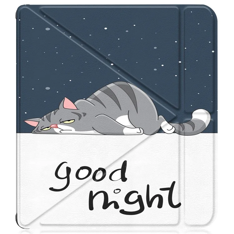 Für Kobo Libra Colour / Libra 2 Case Origami Stand PU Leder Muster E-Reader Schutzhülle - Katze