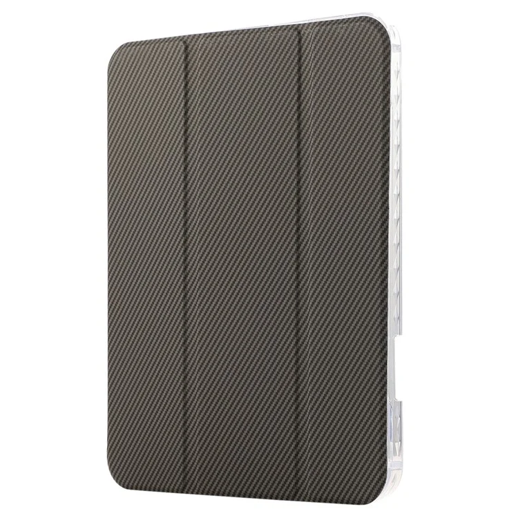 Für iPad 10.9 (2022) Case Tri-Fold Stand Leather Tablet Cover Auto Wake / Sleep Carbon Fiber Texture - Gold