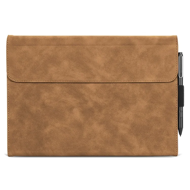 For Microsoft Surface Pro 10 / 9 Case Stand Leather Protective Sleeve with Pen Holder - Brown