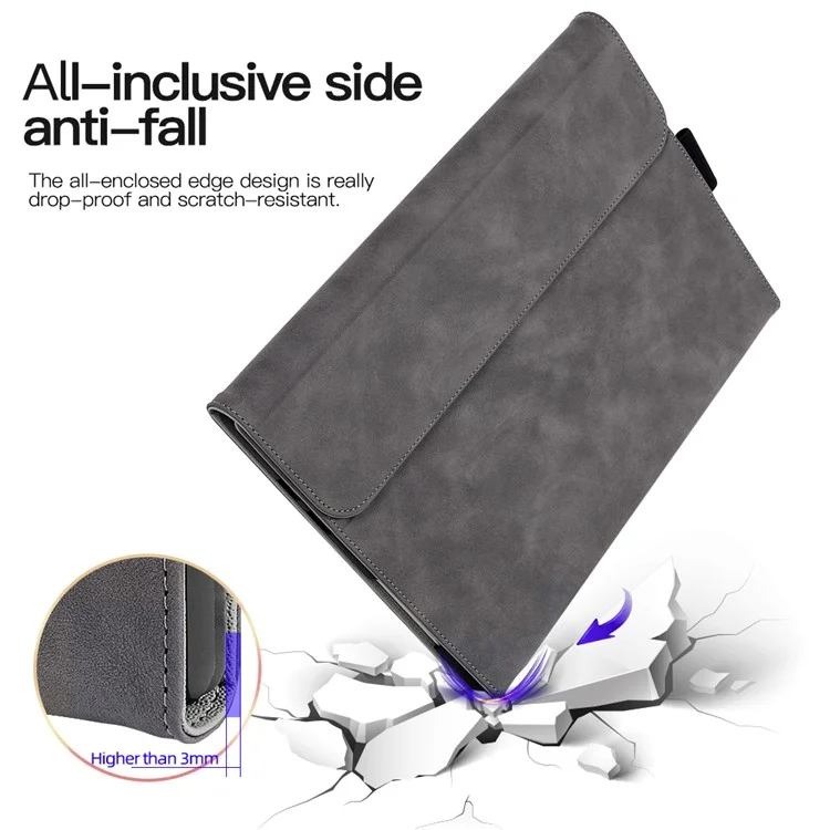 For Microsoft Surface Pro 10 / 9 Case Stand Leather Protective Sleeve with Pen Holder - Brown