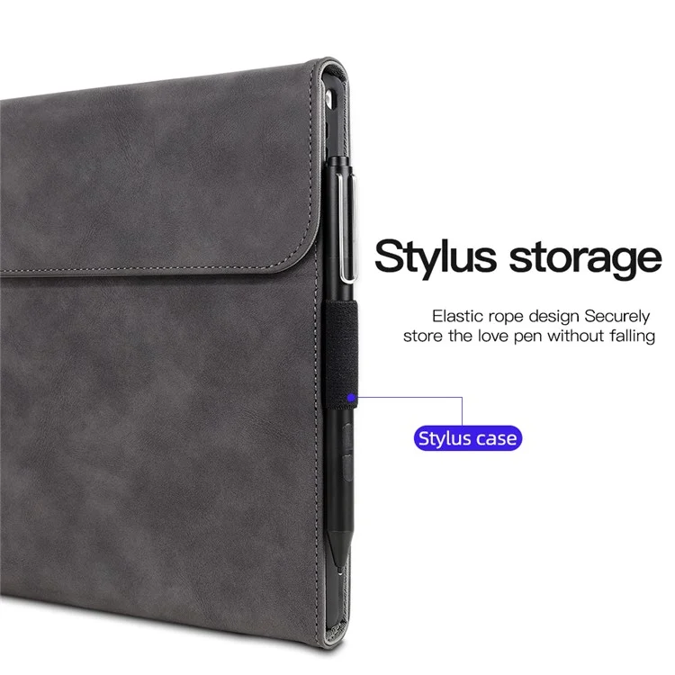 For Microsoft Surface Pro 10 / 9 Case Stand Leather Protective Sleeve with Pen Holder - Blue