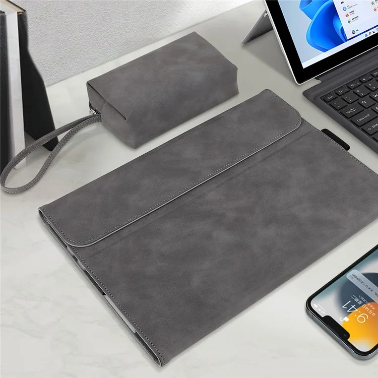 For Microsoft Surface Pro 10 / 9 Case Stand Leather Protective Sleeve with Pen Holder - Blue