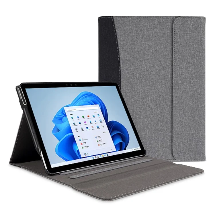 For Microsoft Surface Pro 10 / 9 / 8 Case Stand Wallet Function Laptop Leather Cover - Black+Grey