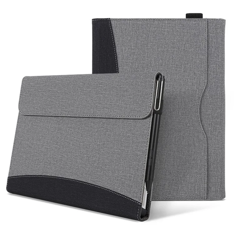 For Microsoft Surface Pro 10 / 9 / 8 Case Stand Wallet Function Laptop Leather Cover - Black+Grey