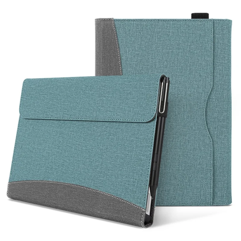 For Microsoft Surface Pro 10 / 9 / 8 Case Stand Wallet Function Laptop Leather Cover - Grey+Blue