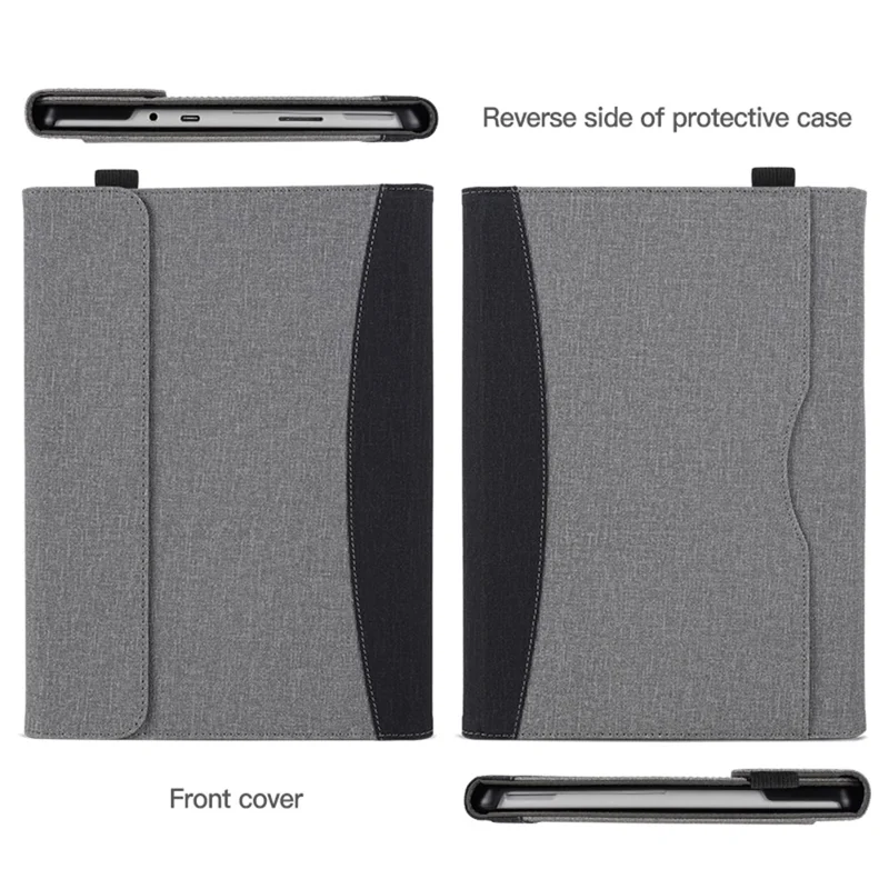 For Microsoft Surface Pro 10 / 9 / 8 Case Stand Wallet Function Laptop Leather Cover - Grey+Blue