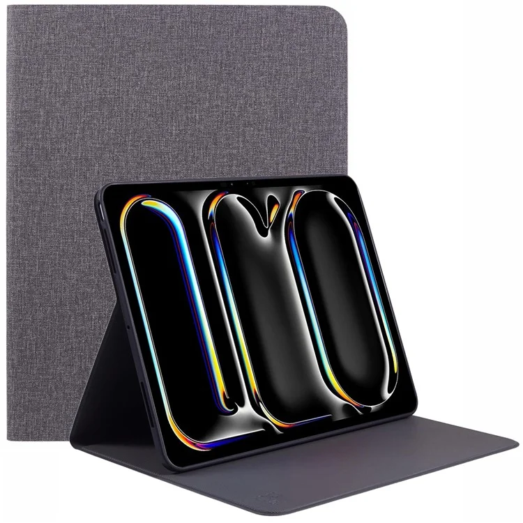 X-LEVEL Série Canvas pour iPad Pro 13 (2024) Étui en cuir à texture de tissu résistant aux chocs - Gris