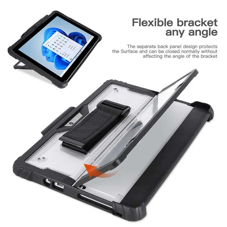 For Microsoft Surface Pro 10 Case Kickstand PC+TPU+Acryclic Tablet Cover with Shoulder Strap