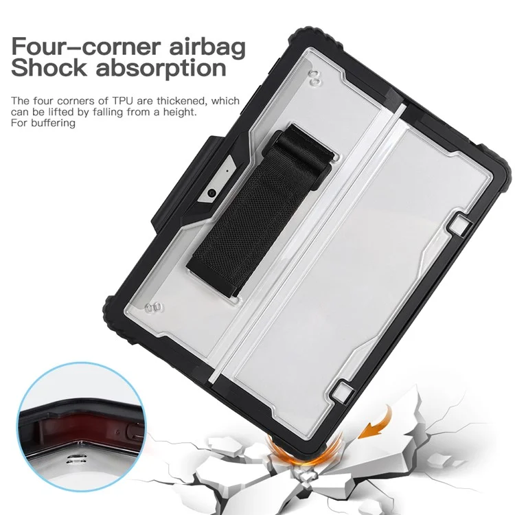 For Microsoft Surface Pro 10 Case Kickstand PC+TPU+Acryclic Tablet Cover with Shoulder Strap