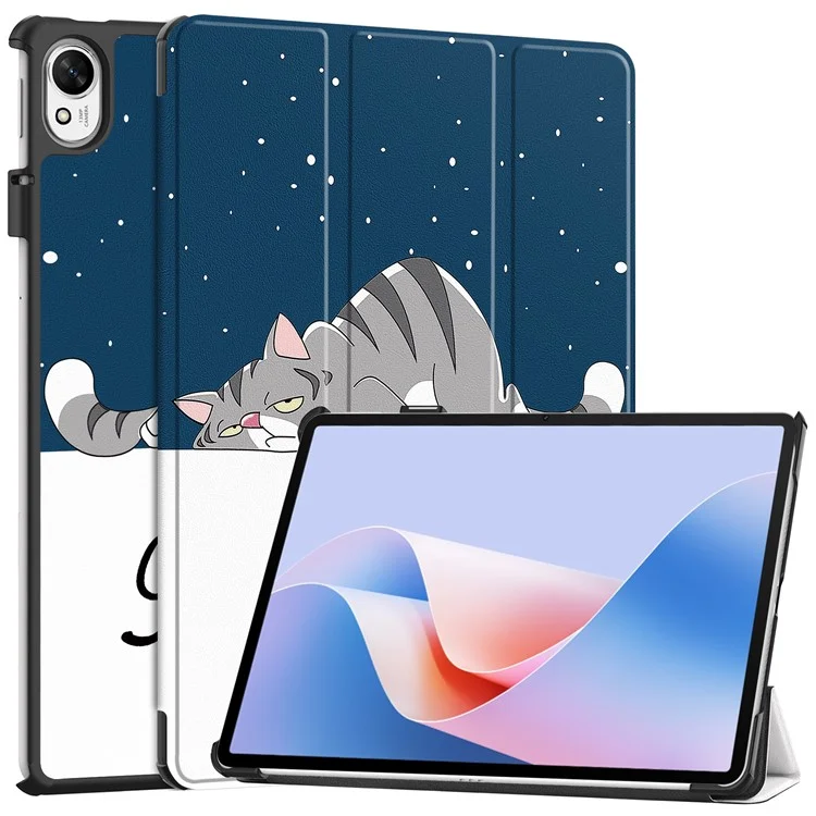 Чехол для Huawei MatePad 11.5 S с трехсторонней складной подставкой, с принтом, кожаный чехол для планшета с автоматическим пробуждением/сном - Кошка