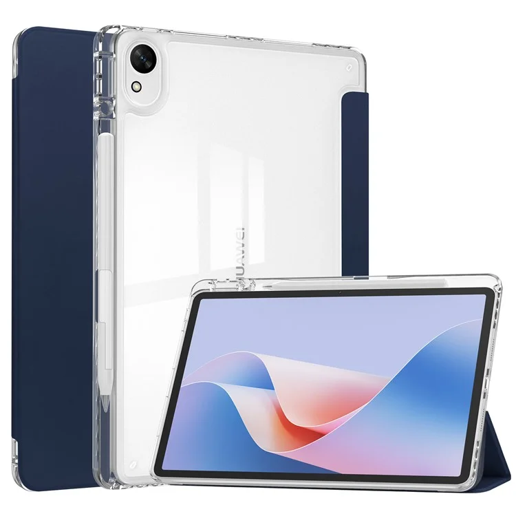 Para Funda Huawei MatePad 11.5 S Claro Acrílico Cuero Cubierta de la Tableta Soporte Automático Dormir / Despertar - Azul Oscuro