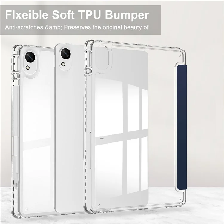 Para Funda Huawei MatePad 11.5 S Claro Acrílico Cuero Cubierta de la Tableta Soporte Automático Dormir / Despertar - Azul Oscuro
