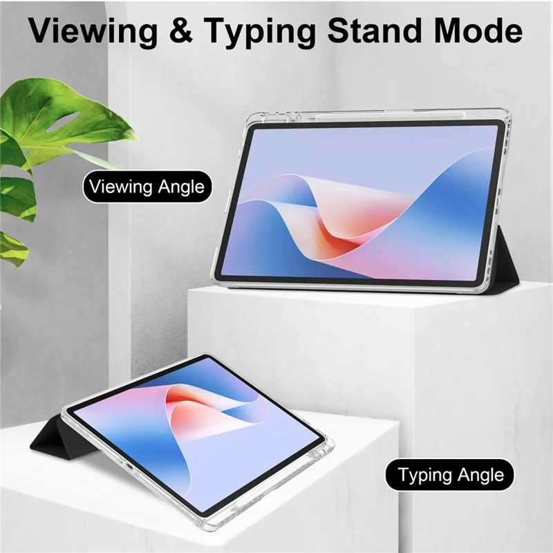 لـ Huawei MatePad 11.5 S (2025) / غطاء حافظة شفاف من الجلد الأكريليك للوحة الذكية مع دعم الإسبات / الإيقاظ التلقائي - أسود