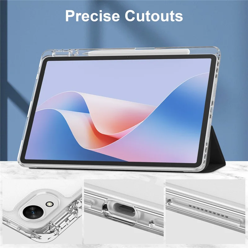 لـ Huawei MatePad 11.5 S (2025) / غطاء حافظة شفاف من الجلد الأكريليك للوحة الذكية مع دعم الإسبات / الإيقاظ التلقائي - أسود