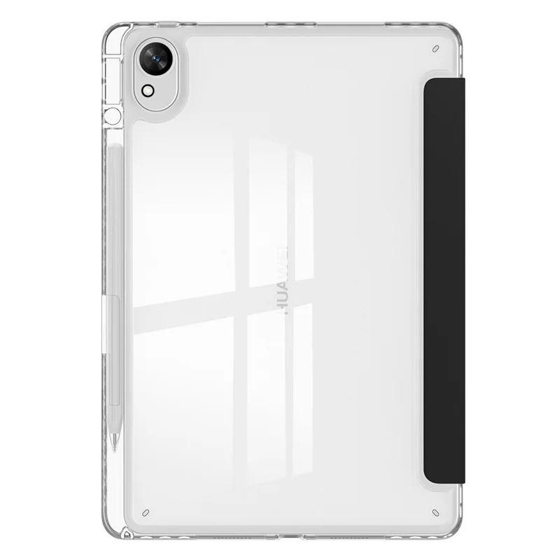 لـ Huawei MatePad 11.5 S (2025) / غطاء حافظة شفاف من الجلد الأكريليك للوحة الذكية مع دعم الإسبات / الإيقاظ التلقائي - أسود