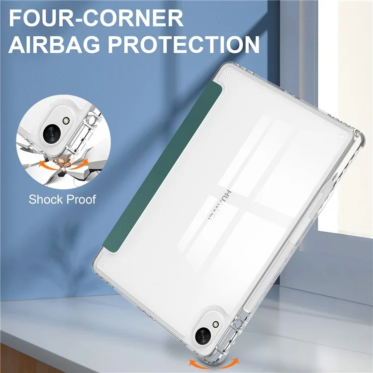 For Huawei MatePad 11.5 S Case Clear Acrylic Leather Tablet Cover Support Auto Sleep / Wake - Green