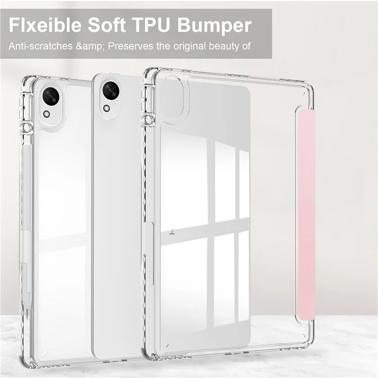 For Huawei MatePad 11.5 S Case Clear Acrylic Leather Tablet Cover Support Auto Sleep / Wake - Pink