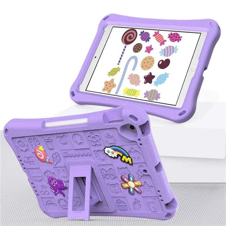 Для iPad 10.2 (2021) / (2020) / (2019) / Air 10.5 дюйма (2019) Чехол EVA Защитная крышка с плечевым ремнем Подставка - Светло-фиолетовый