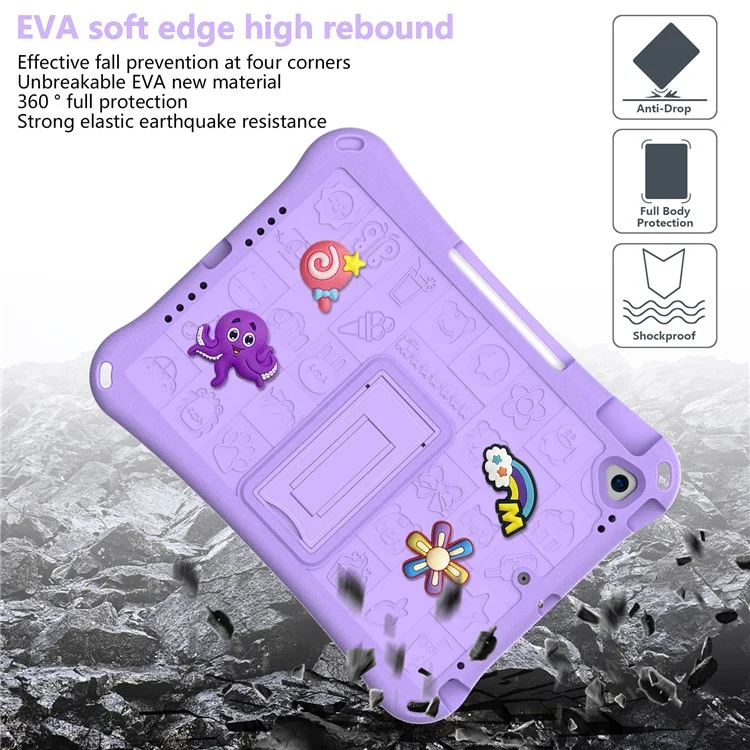 Для iPad 10.2 (2021) / (2020) / (2019) / Air 10.5 дюйма (2019) Чехол EVA Защитная крышка с плечевым ремнем Подставка - Светло-фиолетовый