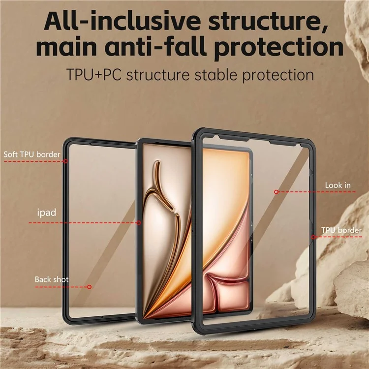 Etui de protection pour tablette FS PC+PET+TPU pour iPad Air 13 (2024) / iPad Pro 12,9 pouces (2018) IP68 Étanche