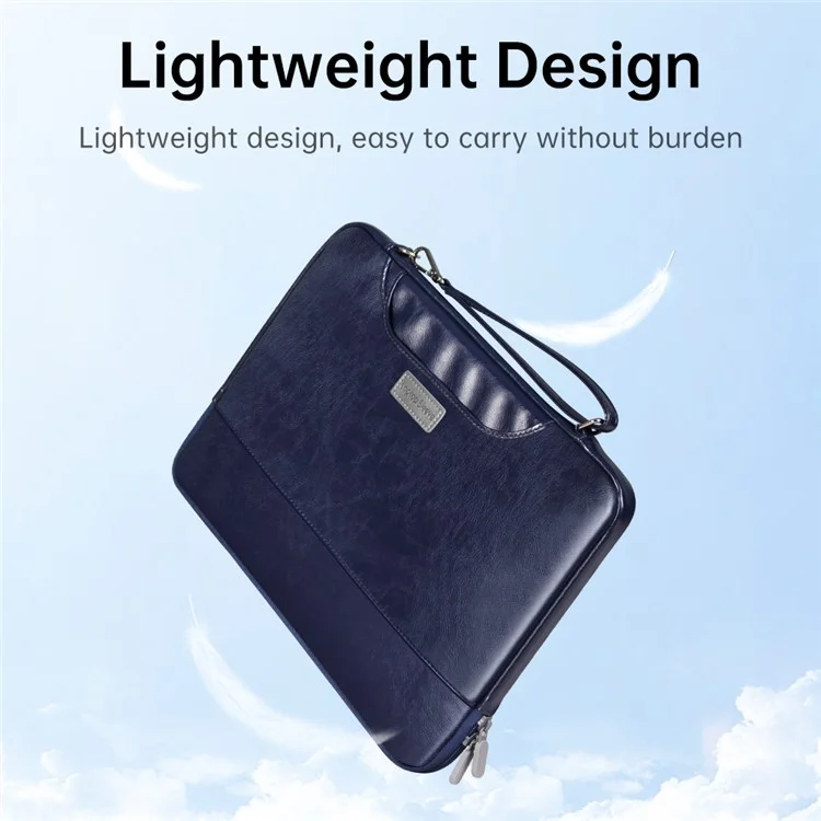 PU-Leder Laptop-Sleeve für 13-14 Zoll Notebooks, tragbare Aufbewahrungstasche - Blau