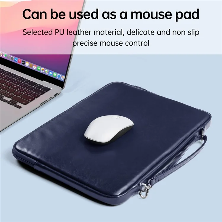 PU-Leder Laptop-Sleeve für 13-14 Zoll Notebooks, tragbare Aufbewahrungstasche - Blau