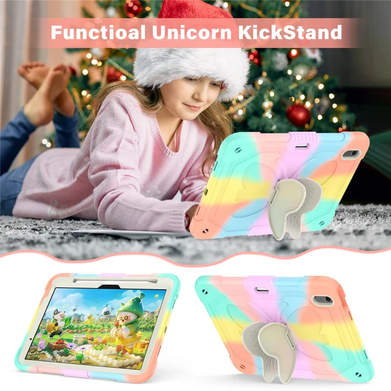For iPad Air 11 (2025) / (2024) Case Butterfly Kickstand Silicone+PC Tablet Cover with Shoulder Strap