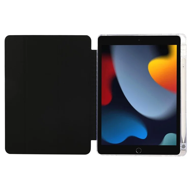 Для iPad 10.2 (2021) / (2020) / (2019) / iPad Air 10.5 дюйма (2019) Чехол из кожи с трехсторонней складной подставкой - Черный