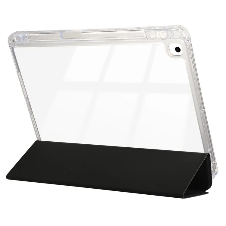 Для iPad 10.2 (2021) / (2020) / (2019) / iPad Air 10.5 дюйма (2019) Чехол из кожи с трехсторонней складной подставкой - Черный
