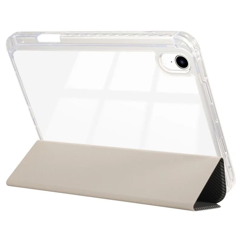 For iPad Air 11 (2025) / (2024) Case Carbon Fiber Texture Leather Tri-Fold Stand Tablet Cover - Gold