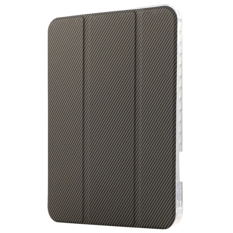For iPad Air 11 (2025) / (2024) Case Carbon Fiber Texture Leather Tri-Fold Stand Tablet Cover - Gold