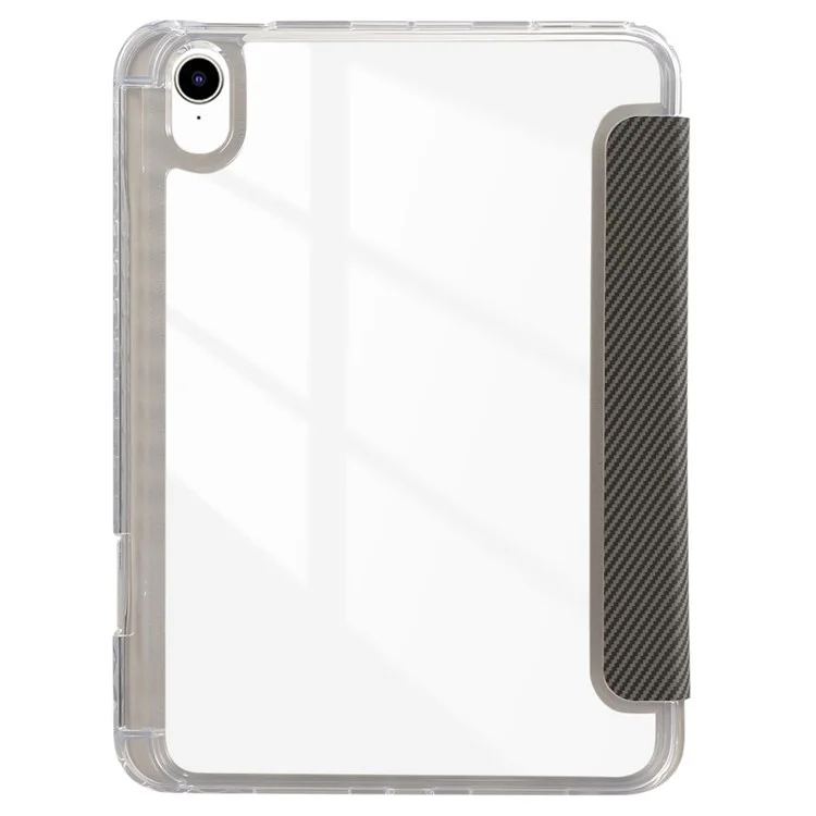 Чехол для iPad Air 13 (2024) Smart Leather Tri-Fold Stand Tablet Cover Carbon Fiber Texture - Gold