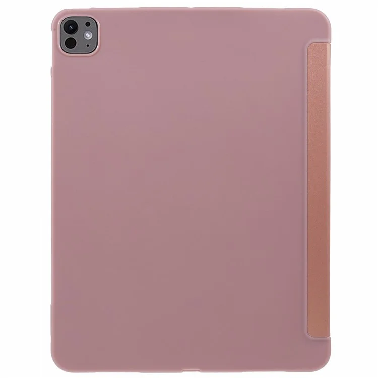 For iPad Pro 13 (2024) Case Tri-Fold Stand Leather Tablet Cover Honeycomb Design - Rose Gold