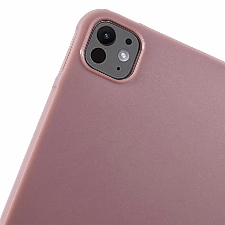 For iPad Pro 13 (2024) Case Tri-Fold Stand Leather Tablet Cover Honeycomb Design - Rose Gold