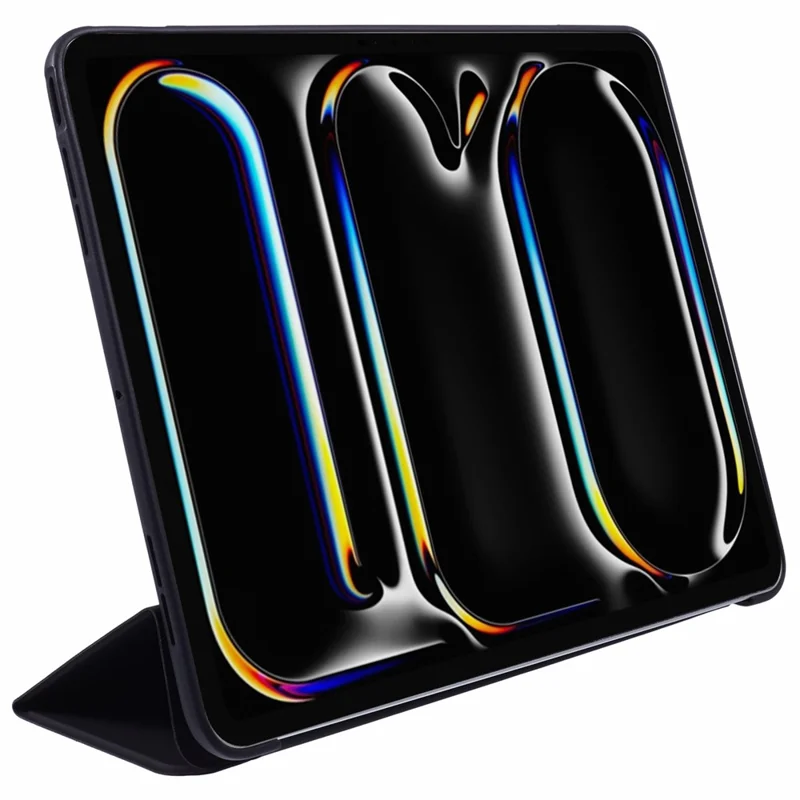 For iPad Pro 13 (2025) / 13 (2024) Case Tri-Fold Stand Leather Tablet Cover Honeycomb Design - Black