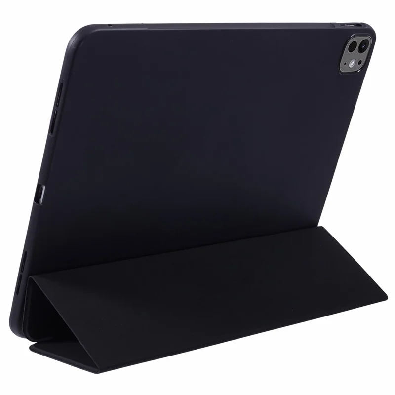For iPad Pro 13 (2025) / 13 (2024) Case Tri-Fold Stand Leather Tablet Cover Honeycomb Design - Black