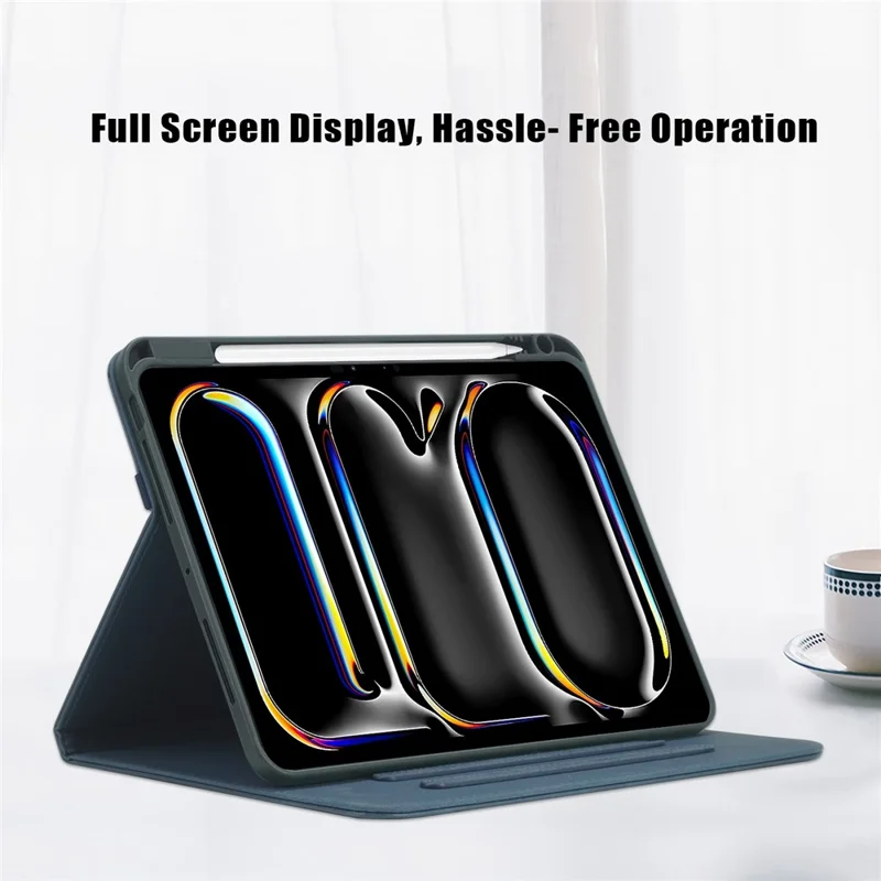 Para iPad Pro 11 (2024) Case Stand Capa Protetora Inteligente em Couro PU com Suporte para Caneta - Azul