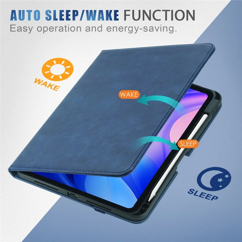 Para iPad Pro 11 (2024) Case Stand Capa Protetora Inteligente em Couro PU com Suporte para Caneta - Azul