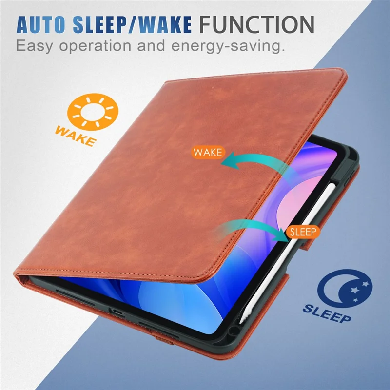 For iPad Pro 11 (2025) / 11 (2024) Case Stand PU Leather Smart Protective Cover with Pen Holder - Brown