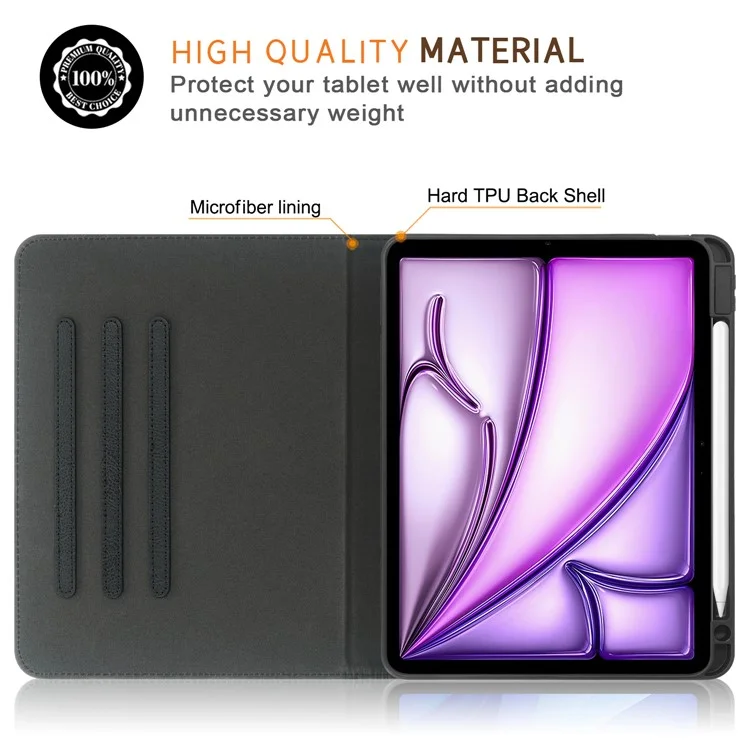 Für iPad Pro 11 Zoll (2018) / (2020) / (2021) / (2022) / Air (2020) / (2022) / Air 11 (2024) Hülle Leder Tablet-Hülle - Schwarz