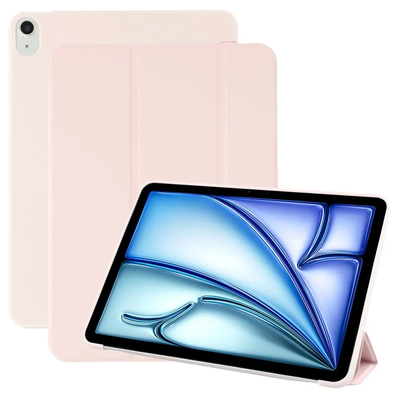 For iPad Air 11 (2026) / (2025) / (2024) Case PU Leather+Silicone Tri-Fold Stand Tablet Cover - Pink